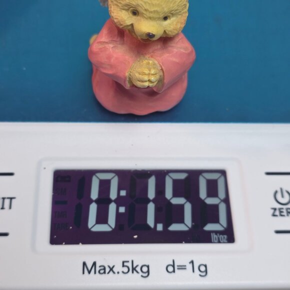 Vintage 1995 Ceramic Angel Bear Figurine With Wings & Halo Praying In Pink Robe - Picture 7 of 7